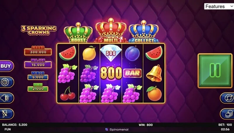 3 Sparking Crowns grundspil gevinst